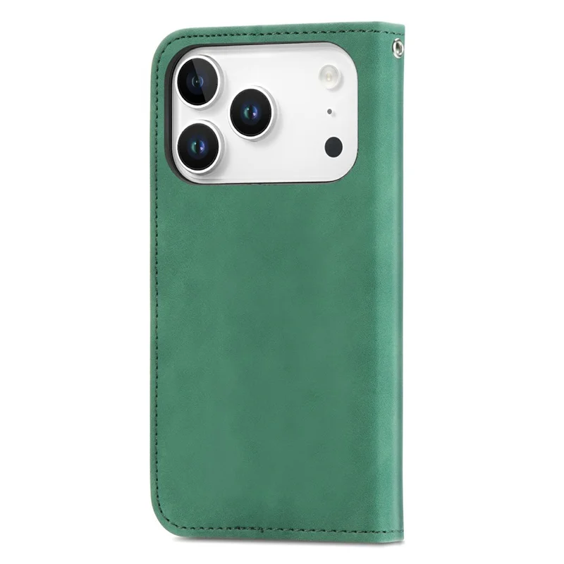 For iPhone 17 Pro Leather Case with Card Holder Magnetic Absorption Phone Cover - Green