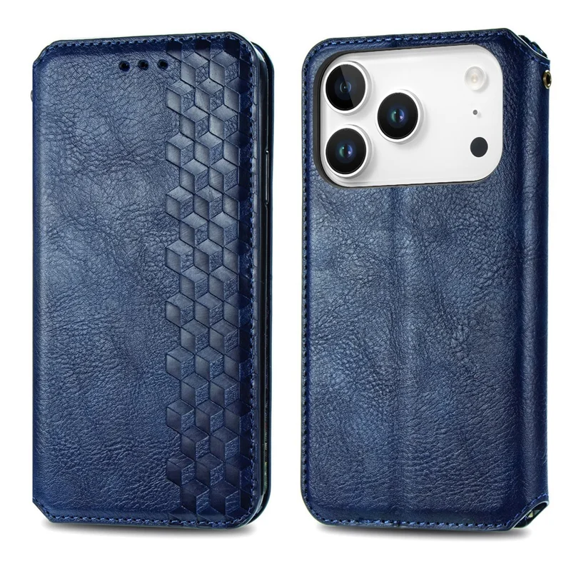 For iPhone 17 Pro Case Ruitmotief PU Leather Wallet Telefoonhoes - Blauw