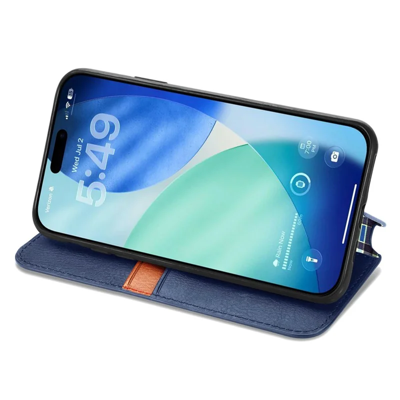 For iPhone 17 Pro Case Ruitmotief PU Leather Wallet Telefoonhoes - Blauw