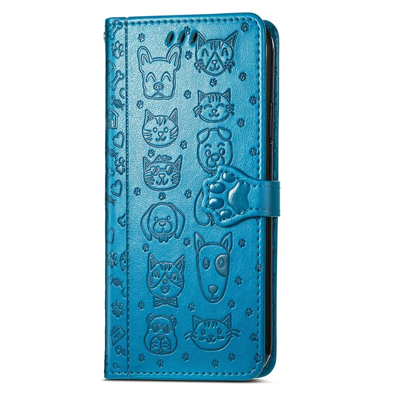 For iPhone 17 Pro Max Case Flip Wallet Leather Phone Cover with Cute Cat Dog Pattern - Blue