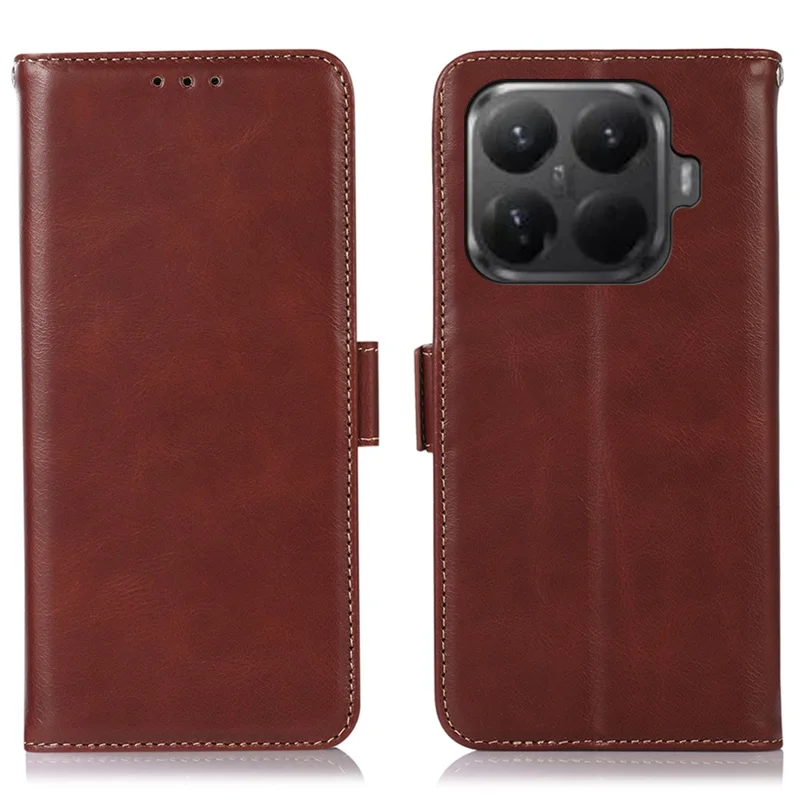 Xiaomi 15T Pro hoesje met RFID-blokkering, echt koeienleer portemonnee hoes - Bruin