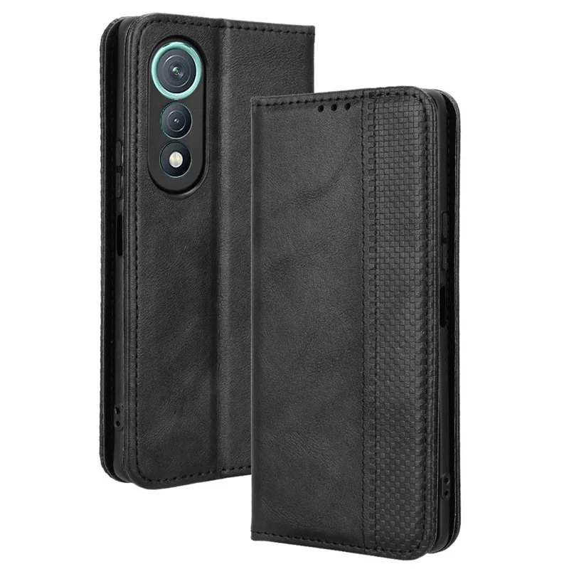 For TECNO Pova Curve 5G LJ8k Leather Case Wallet Stand Retro Texture Phone Cover - Black