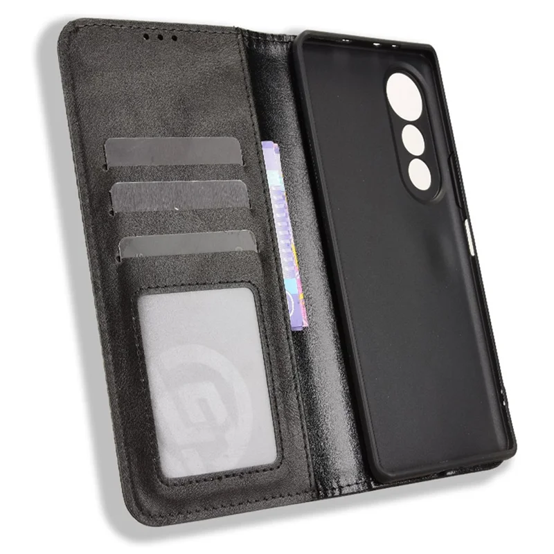 For TECNO Pova Curve 5G LJ8k Leather Case Wallet Stand Retro Texture Phone Cover - Black