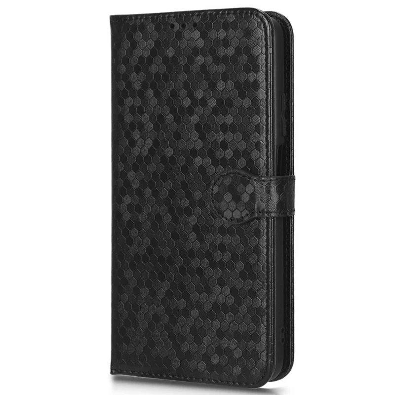For Honor Play 40 Plus 5G Dot Pattern Imprinted PU Leather Case Stand Wallet Magnetic Flip Folio Phone Cover with Strap - Black
