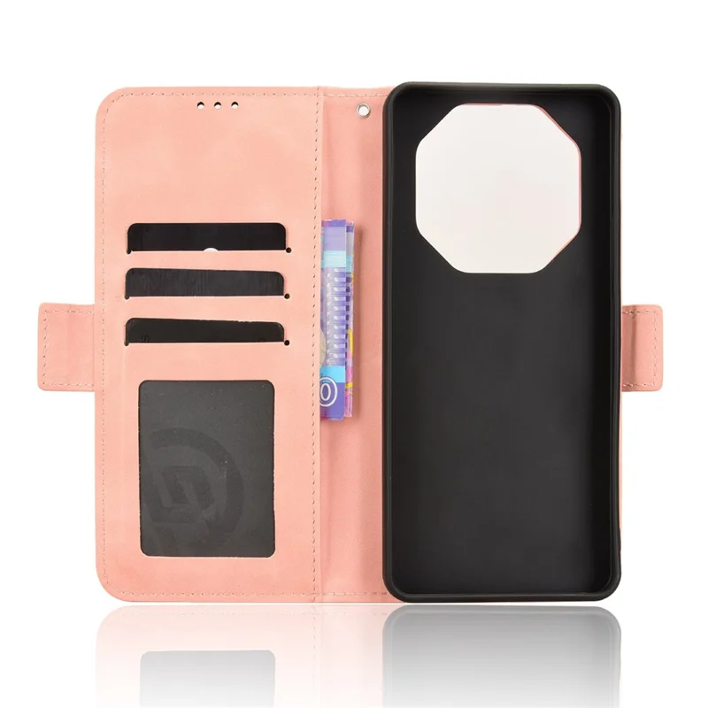 Etui skórzane dla Blackview Shark 6 / Oscal Tiger 8, pokrowiec portfel z wieloma slotami na karty - różowy