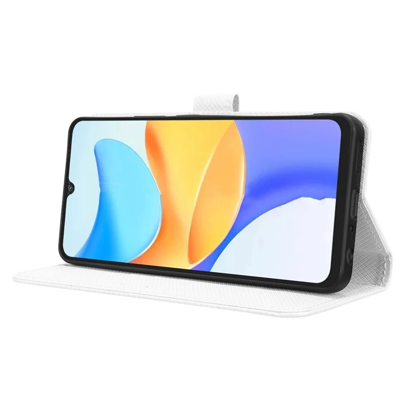 Læderet wallettaske til Blackview Shark 6 / Oscal Tiger 8 med bælte og diamantstruktur til telefon - Hvid