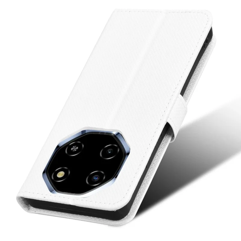 Læderet wallettaske til Blackview Shark 6 / Oscal Tiger 8 med bælte og diamantstruktur til telefon - Hvid