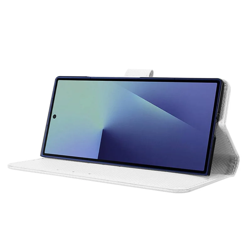 For Samsung Galaxy Z Fold7 5G Leather Wallet Case with Strap Diamond Texture Phone Cover - White