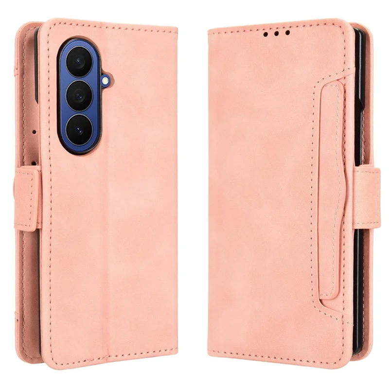 For Samsung Galaxy Z Fold7 5G Leather Case Phone Wallet Cover with Multiple Card Slots - Pink