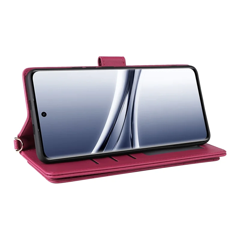 For Xiaomi Redmi Note 15 5G (Global) Case with Shoulder  /  Wrist Strap Leather Phone Cover Stand Wallet - Rose