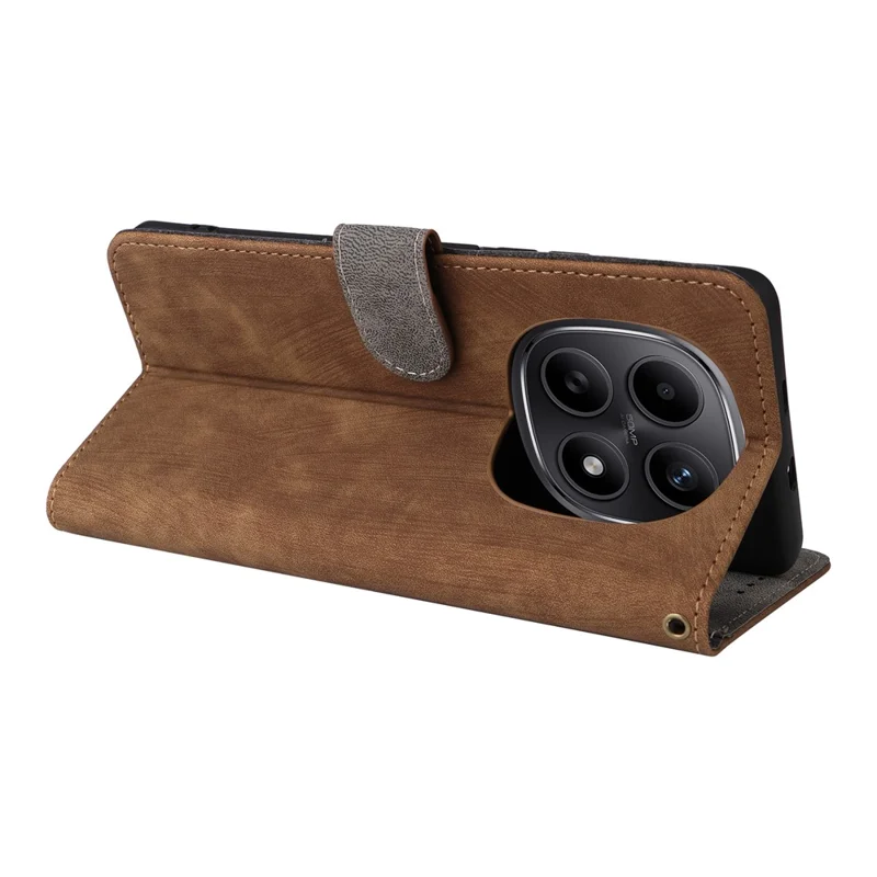 For Xiaomi Redmi Note 15 5G (Global) / Note 15 4G (Global) Case Wallet RFID Blocking PU Leather Phone Cover Stand with Strap - Brown