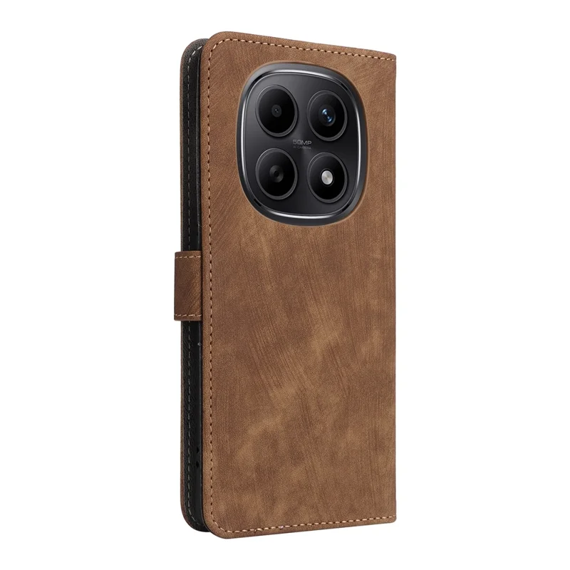 For Xiaomi Redmi Note 15 5G (Global) / Note 15 4G (Global) Case Wallet RFID Blocking PU Leather Phone Cover Stand with Strap - Brown