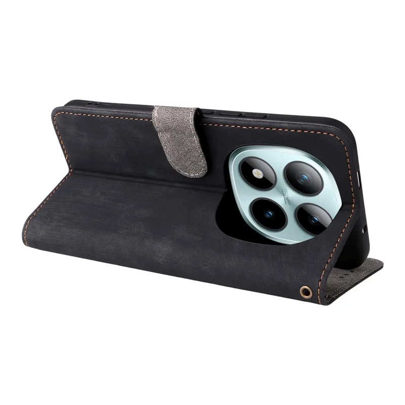 Xiaomi Redmi Note 15 Pro 5G hoesje portemonnee RFID-blokkering PU lederen telefoonhoes standaard met riem - Zwart