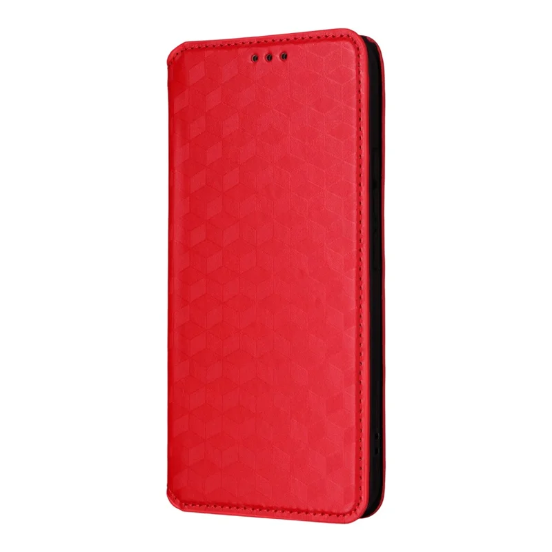 For Xiaomi Poco M8 Pro 5G / Redmi Note 15 Pro+ 5G (Global) Case Wallet Rhombus Imprinted Leather Phone Cover - Red