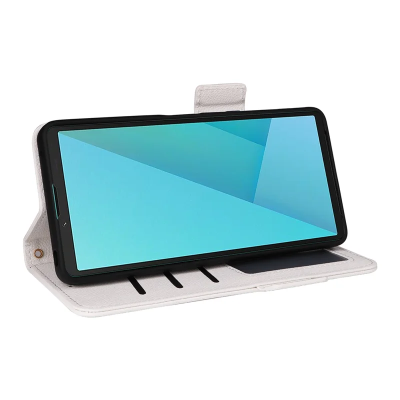 Til Sony Xperia 10 VII Etui med Løvetræksstruktur, Wallet, Læderetui med Håndledsrem - Hvid