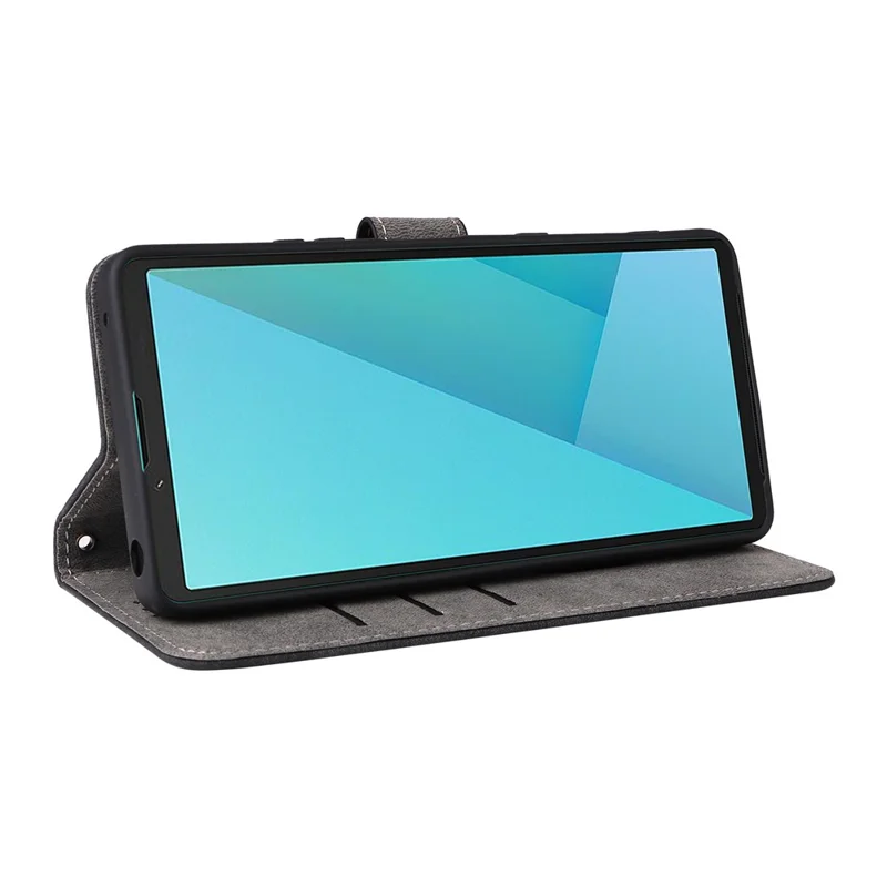 For Sony Xperia 10 VII Case Wallet RFID Blocking PU Leather Phone Cover Stand with Strap - Black