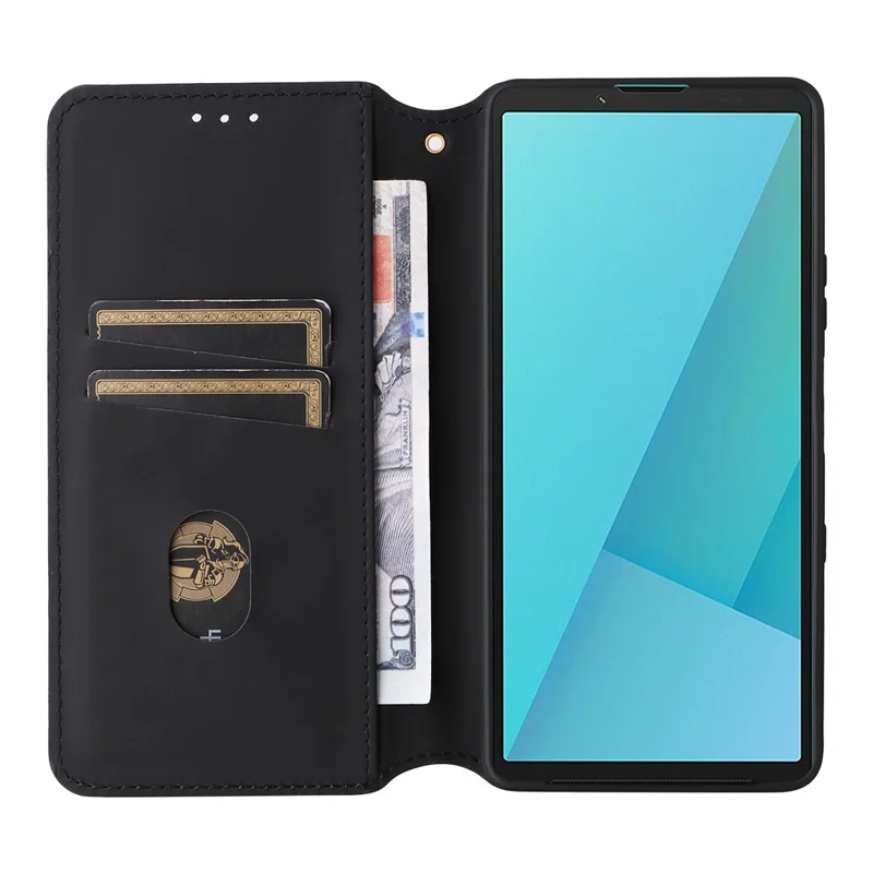 For Sony Xperia 10 VII Case Wallet Rhombus Imprinted Leather Phone Cover - Red