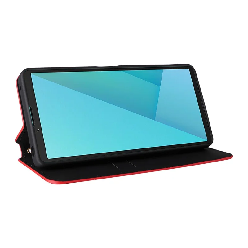 For Sony Xperia 10 VII Case Wallet Rhombus Imprinted Leather Phone Cover - Red