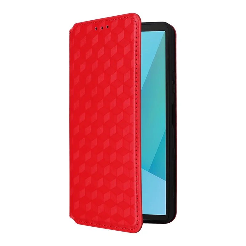 For Sony Xperia 10 VII Case Wallet Rhombus Imprinted Leather Phone Cover - Red