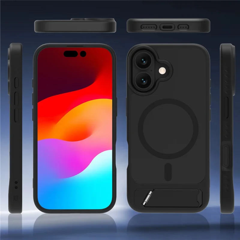 LEREACH Le-Chic Series for iPhone 17 Case TPU + PC Kickstand Phone Cover Compatible with MagSafe - Black