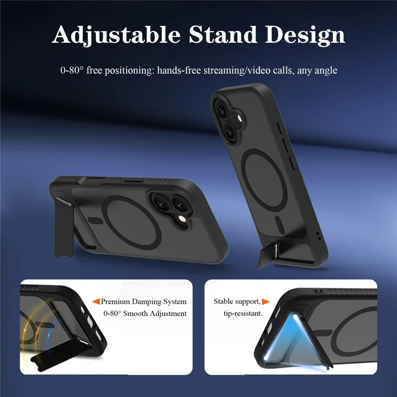 LEREACH Le-Chic Series for iPhone 17 Case TPU + PC Kickstand Phone Cover Compatible with MagSafe - Black