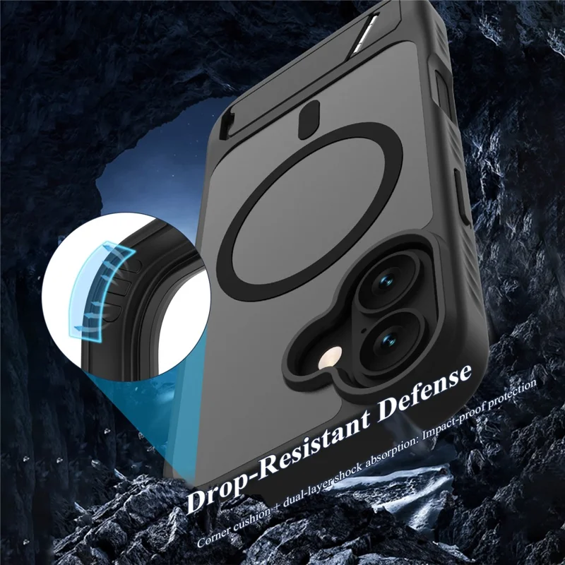 LEREACH Le-Chic Series for iPhone 17 Case TPU + PC Kickstand Phone Cover Compatible with MagSafe - Black