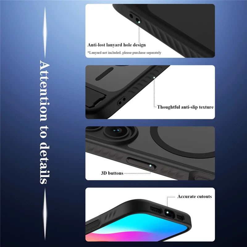 LEREACH Le-Chic Series for iPhone 17 Case TPU + PC Kickstand Phone Cover Compatible with MagSafe - Black