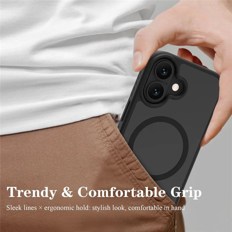 LEREACH Le-Chic Series for iPhone 17 Case TPU + PC Kickstand Phone Cover Compatible with MagSafe - Black