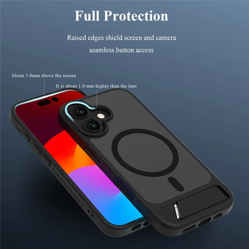 LEREACH Le-Chic Series for iPhone 17 Case TPU + PC Kickstand Phone Cover Compatible with MagSafe - Black