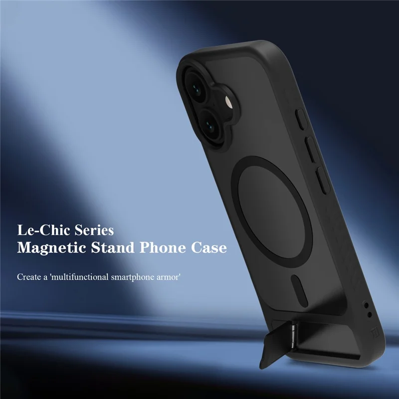 LEREACH Le-Chic Series for iPhone 17 Case TPU + PC Kickstand Phone Cover Compatible with MagSafe - Black