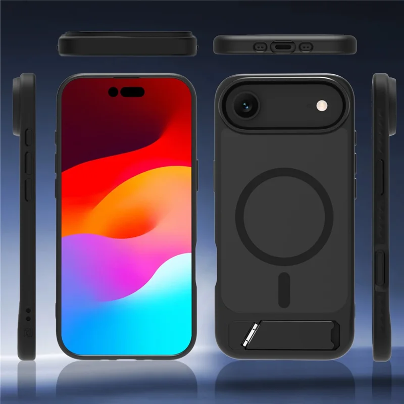 LEREACH Le-Chic Series for iPhone Air Case TPU + PC Kickstand Phone Cover Compatible with MagSafe - Black