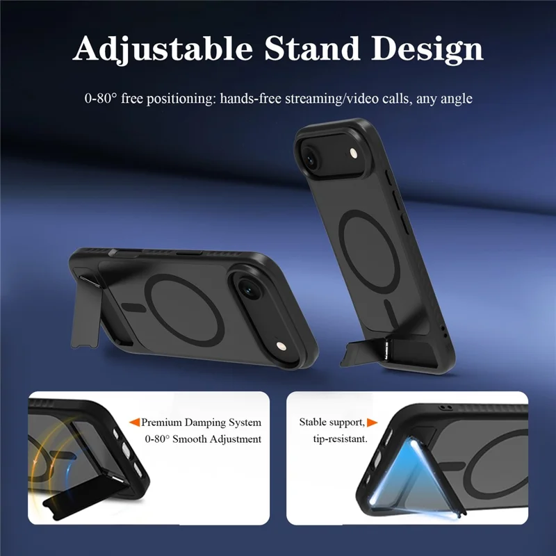 LEREACH Le-Chic Series for iPhone Air Case TPU + PC Kickstand Phone Cover Compatible with MagSafe - Black