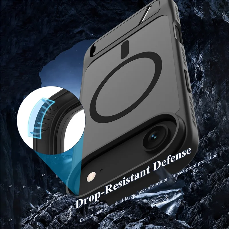 LEREACH Le-Chic Series for iPhone Air Case TPU + PC Kickstand Phone Cover Compatible with MagSafe - Black