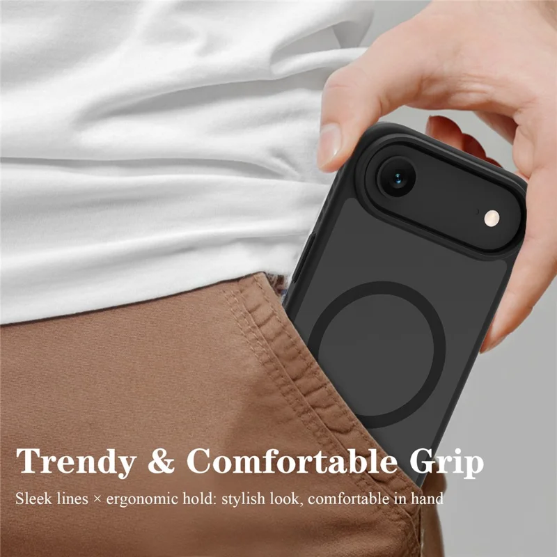 LEREACH Le-Chic Series for iPhone Air Case TPU + PC Kickstand Phone Cover Compatible with MagSafe - Black