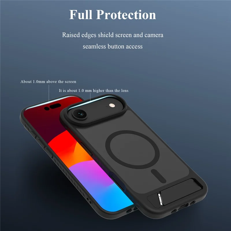 LEREACH Le-Chic Series for iPhone Air Case TPU + PC Kickstand Phone Cover Compatible with MagSafe - Black