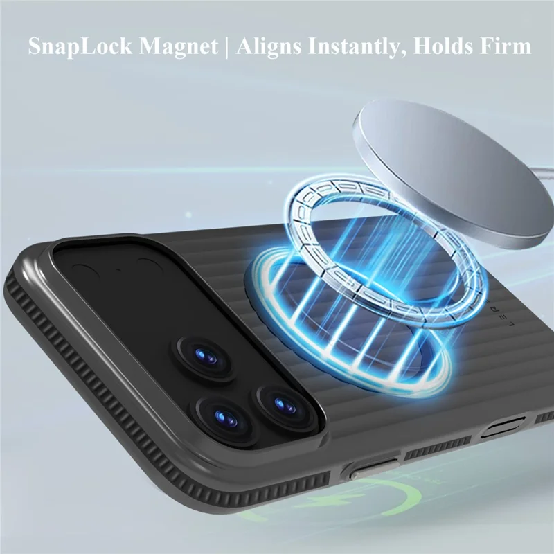 LEREACH TOC Series for iPhone 17 Pro Max Case Flowing Grid PC Phone Cover Compatible with MagSafe - Black