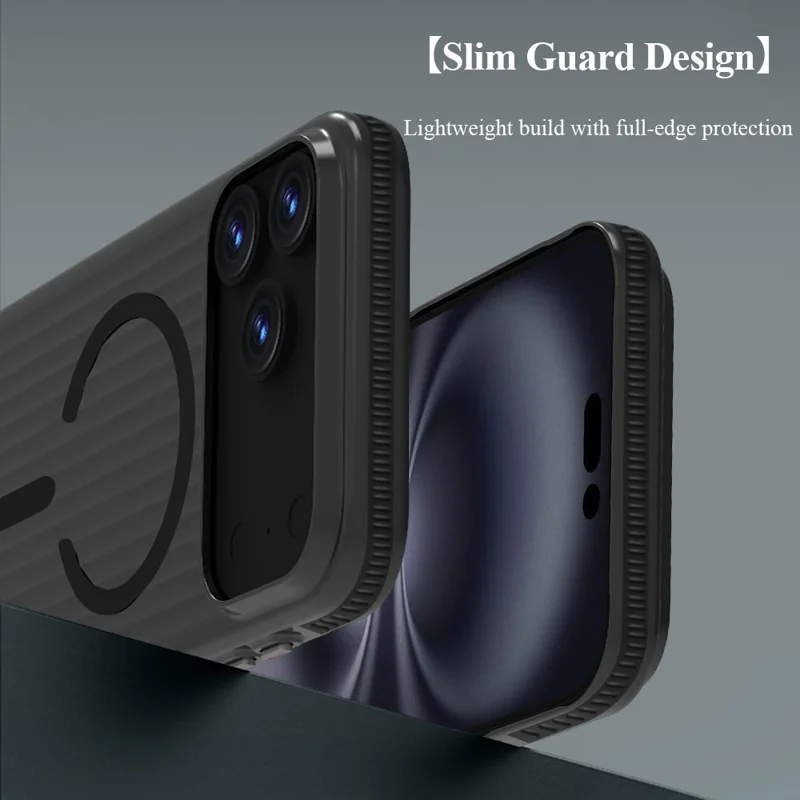 LEREACH TOC Series for iPhone 17 Pro Max Case Flowing Grid PC Phone Cover Compatible with MagSafe - Black