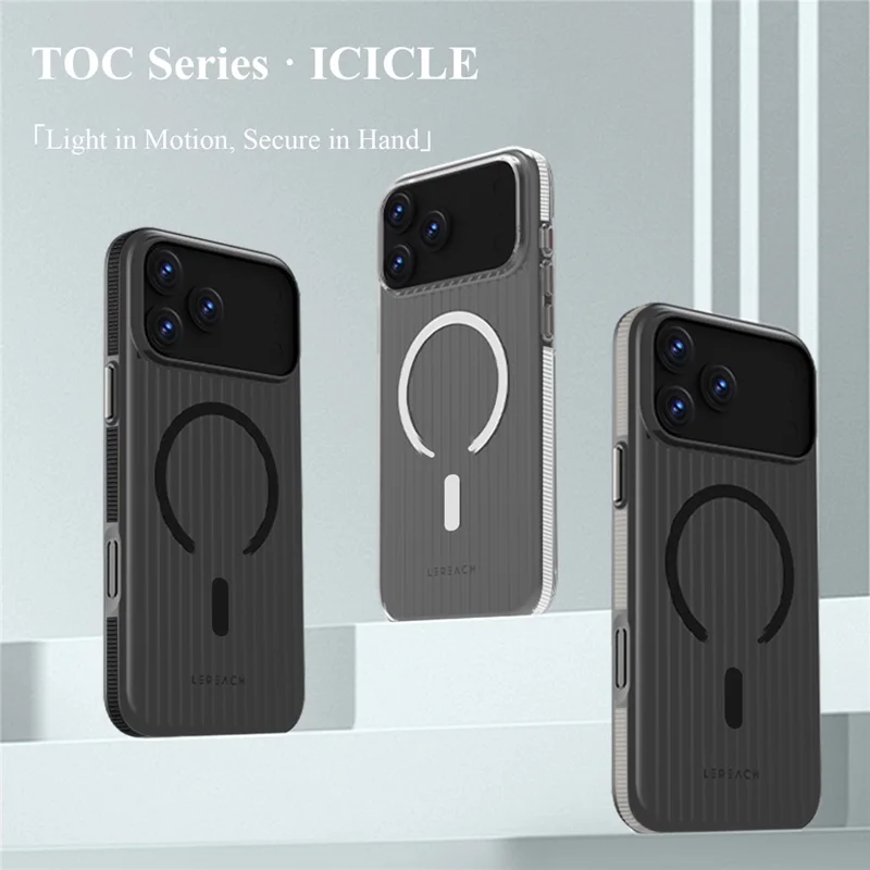 LEREACH TOC Series for iPhone 17 Pro Max Case Flowing Grid PC Phone Cover Compatible with MagSafe - Black