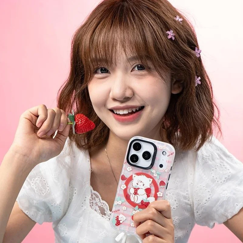 BENKS D1 for iPhone 17 Pro Cartoon Animal TPU TPE PC Phone Cover Compatible with MagSafe - Strawberry Cupcake