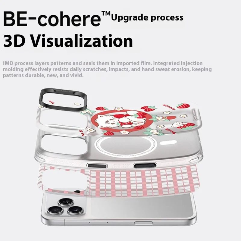 BENKS D1 for iPhone 17 Pro Cartoon Animal TPU TPE PC Phone Cover Compatible with MagSafe - Strawberry Cupcake