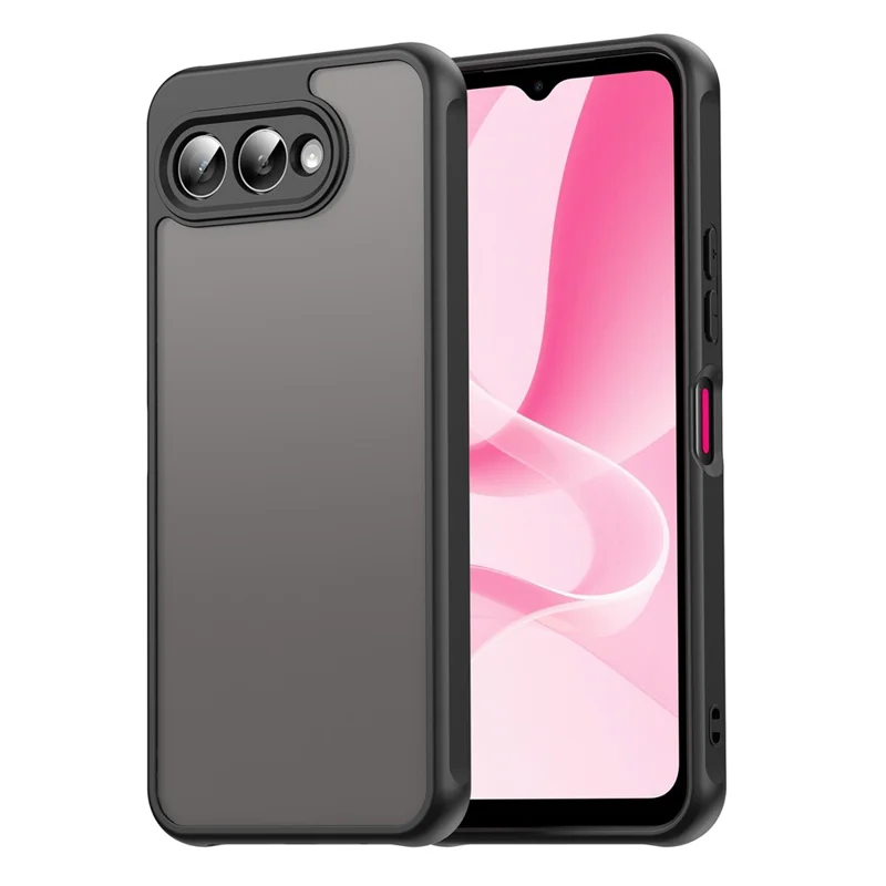 For T-Mobile T Phone 3  /  REVVL 8 Case Drop Proof Airbags Frosted Translucent PC + TPU Phone Back Cover - Black