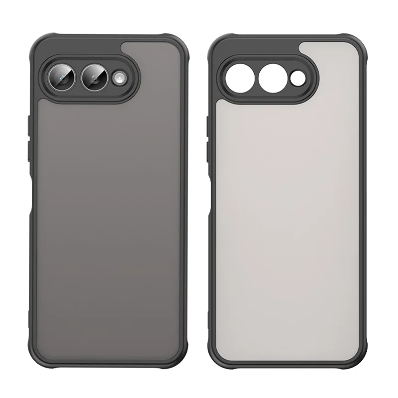 For T-Mobile T Phone 3  /  REVVL 8 Case Drop Proof Airbags Frosted Translucent PC + TPU Phone Back Cover - Black