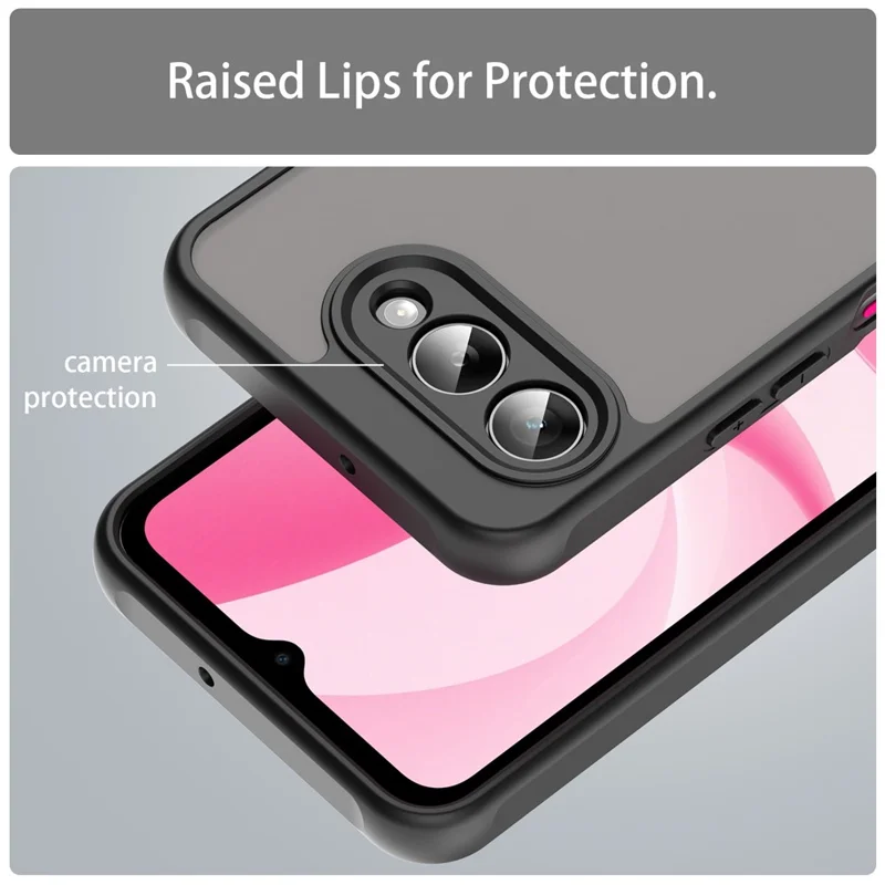 For T-Mobile T Phone 3  /  REVVL 8 Case Drop Proof Airbags Frosted Translucent PC + TPU Phone Back Cover - Black