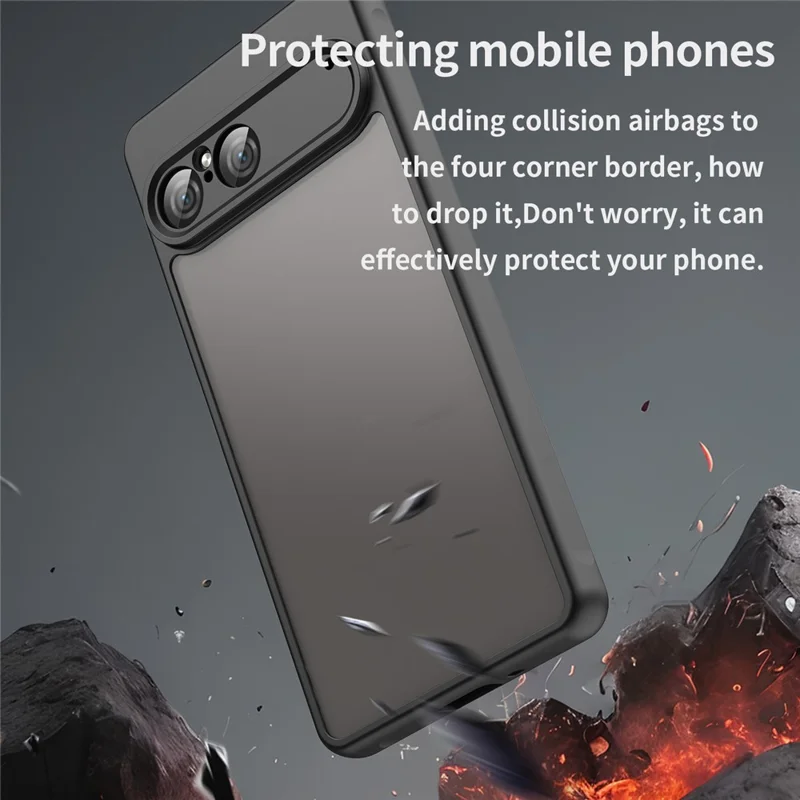 For Sony Xperia 10 VII Case Drop Proof Airbags Frosted Translucent PC + TPU Phone Back Cover - Black