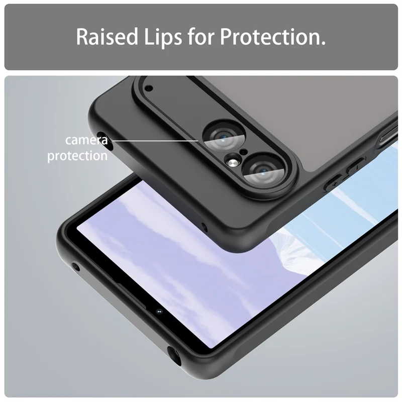For Sony Xperia 10 VII Case Drop Proof Airbags Frosted Translucent PC + TPU Phone Back Cover - Black