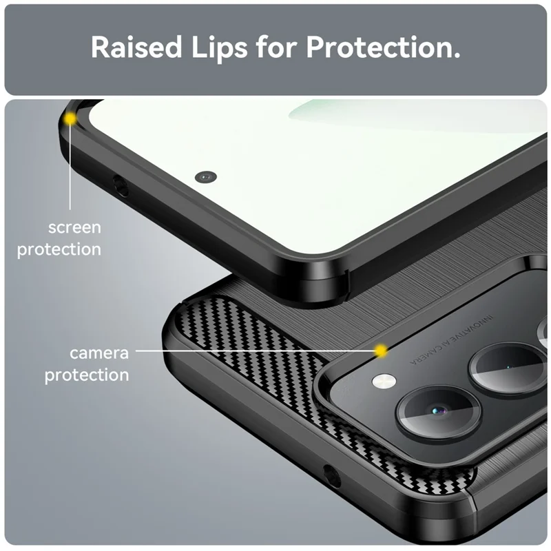 For Xiaomi Redmi 15 4G (EU) (171mm) Case Protective Phone Cover Carbon Fiber Texture Brushed - Black