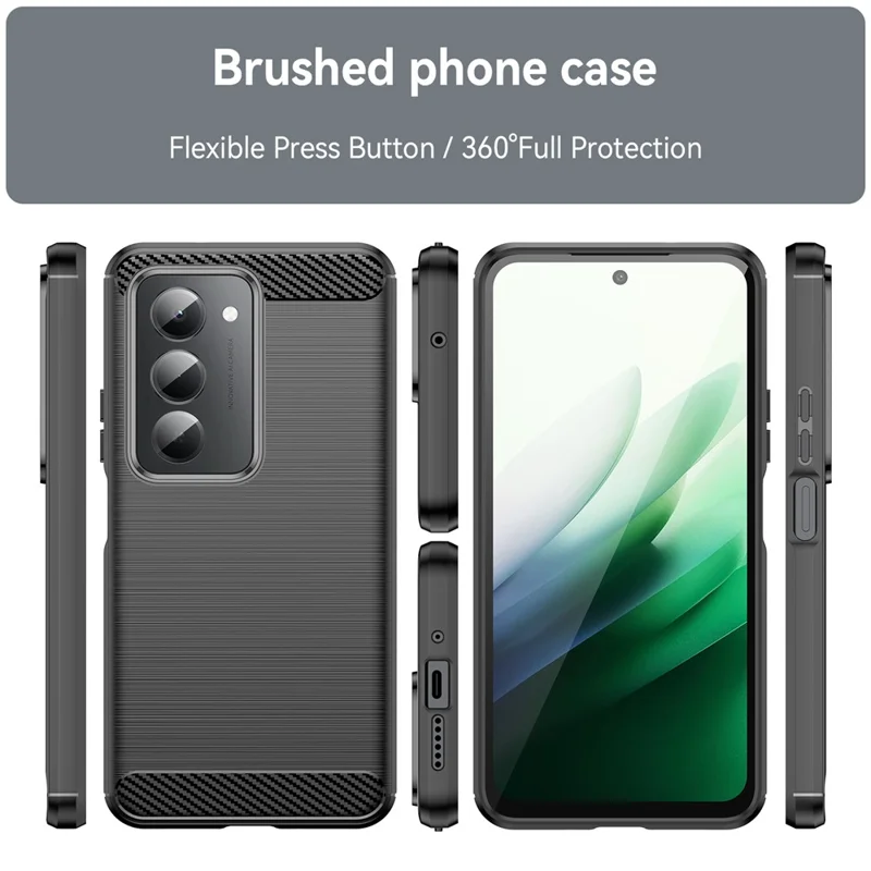 For Xiaomi Redmi 15 4G (EU) (171mm) Case Protective Phone Cover Carbon Fiber Texture Brushed - Black