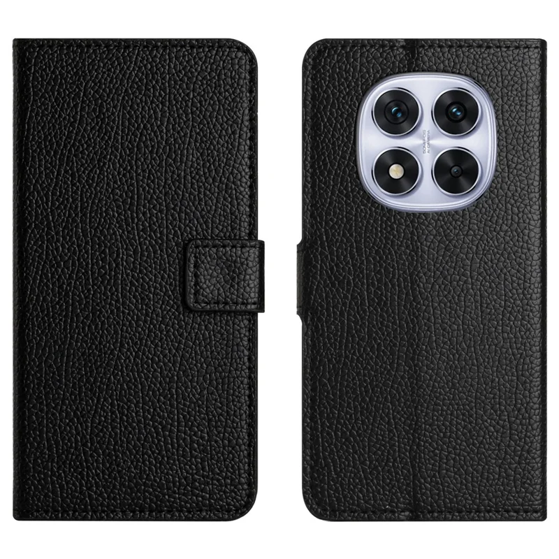 For SXiaomi Redmi Note 15 5G (Global) Case PU Leather Wallet Phone Cover Litchi Texture, Black