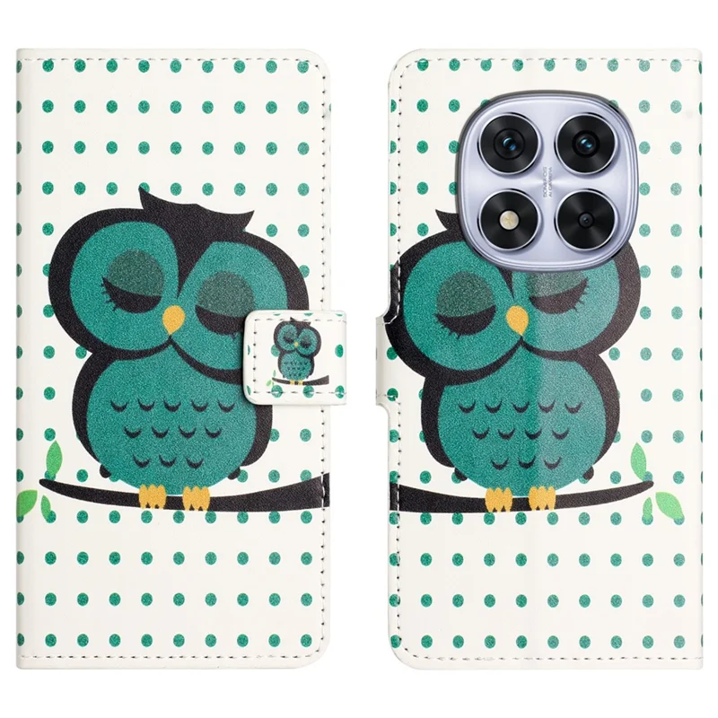 For Xiaomi Redmi Note 15 5G (Global) Case Pattern Print PU Leather Wallet Phone Cover - Dots Owl