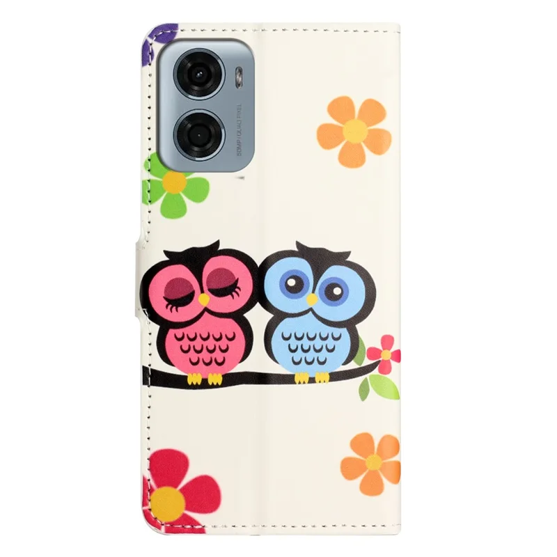 For Motorola Moto G06 4G Case Pattern Print PU Leather Wallet Phone Cover - Couple Owls